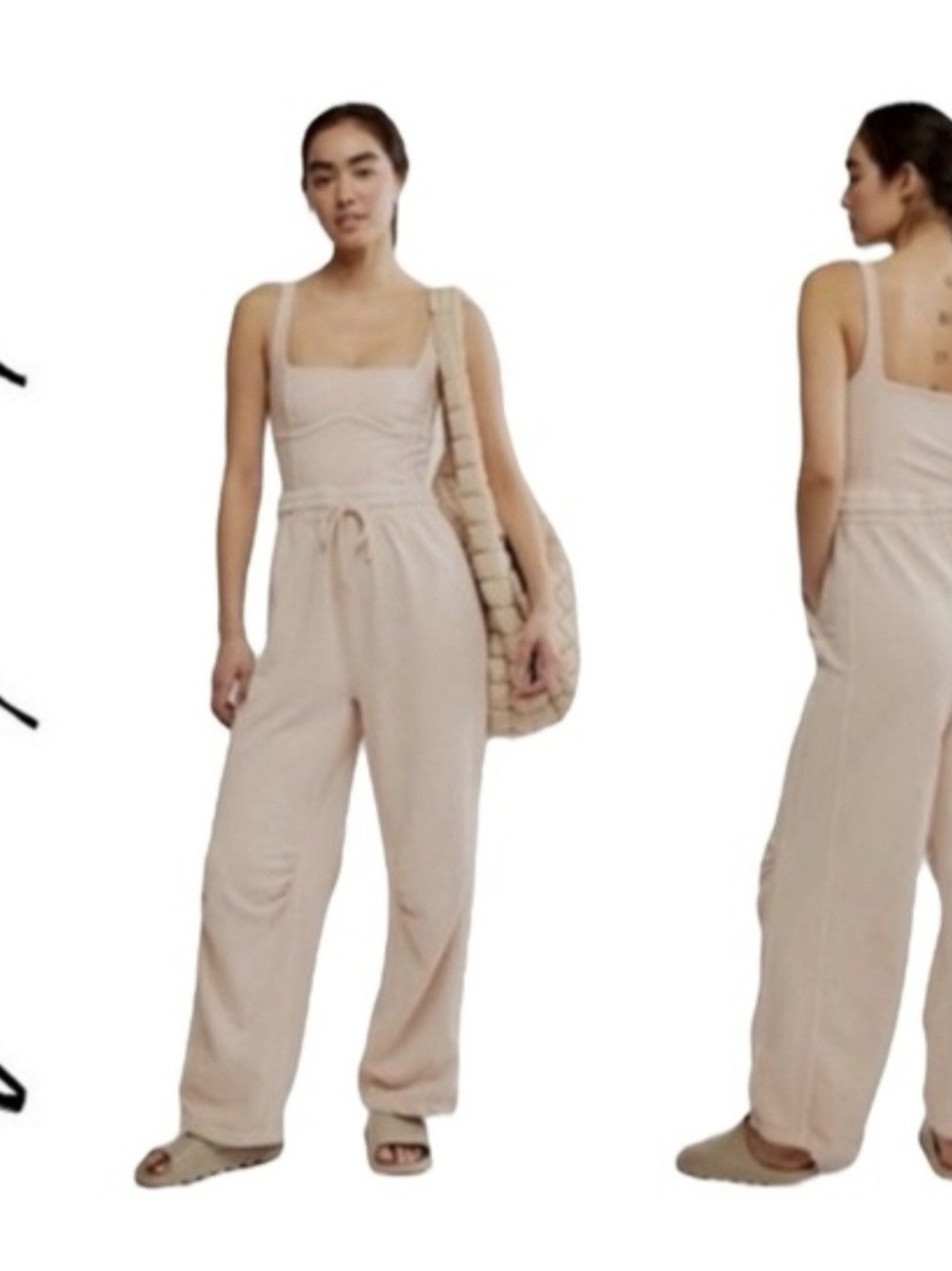 FREE People MOVEMENT Cream Sleeveless Drawstring Jumpsuit SIZE S